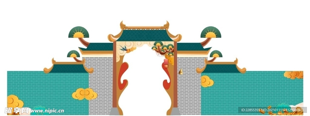 个性 拱门 淡雅 国风