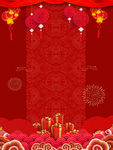 红色喜庆中国风猪年春节促销背景