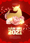 红色牛年春节海报2021