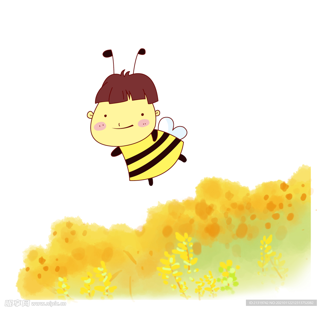 可爱的蜜蜂卡通矢量图