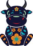 民族风牛年拼色牛剪纸