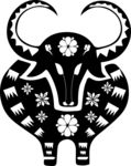 剪纸牛年黑白