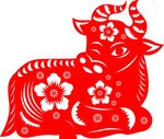 春天红色牛年剪纸