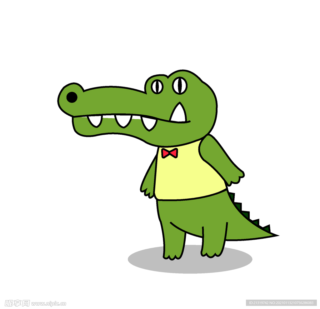 绿色可爱小鳄鱼插画