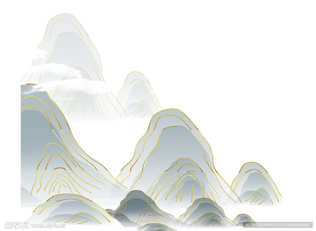 国潮风鎏金山峰
