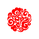 中国风圆形祥云红色云纹矢量