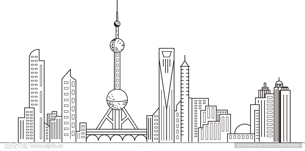 城市剪影 城市简笔画
