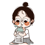 卡通喝水女孩