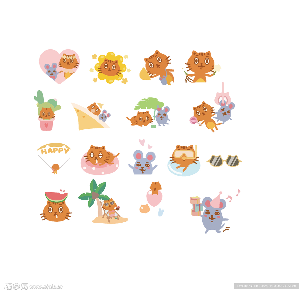 卡通猫咪老鼠