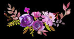 紫色鲜花花朵花卉花环水彩画