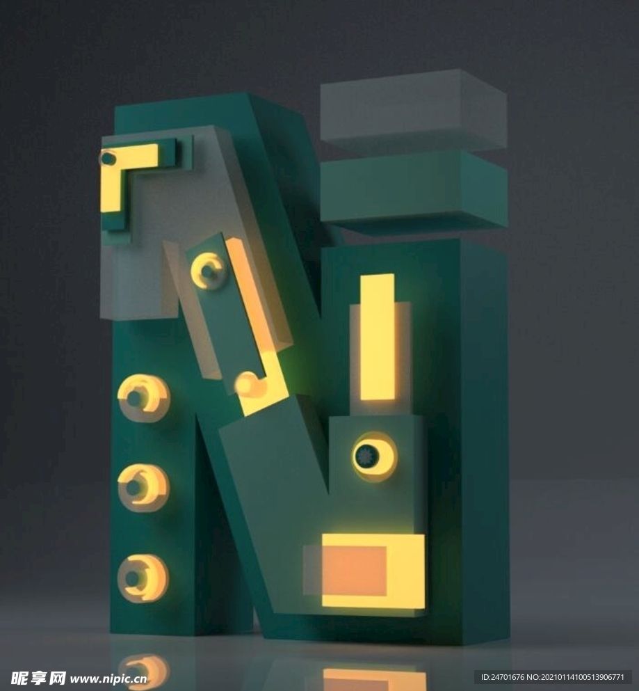 C4D N字母发光字