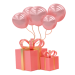 粉色气球和礼物盒插画