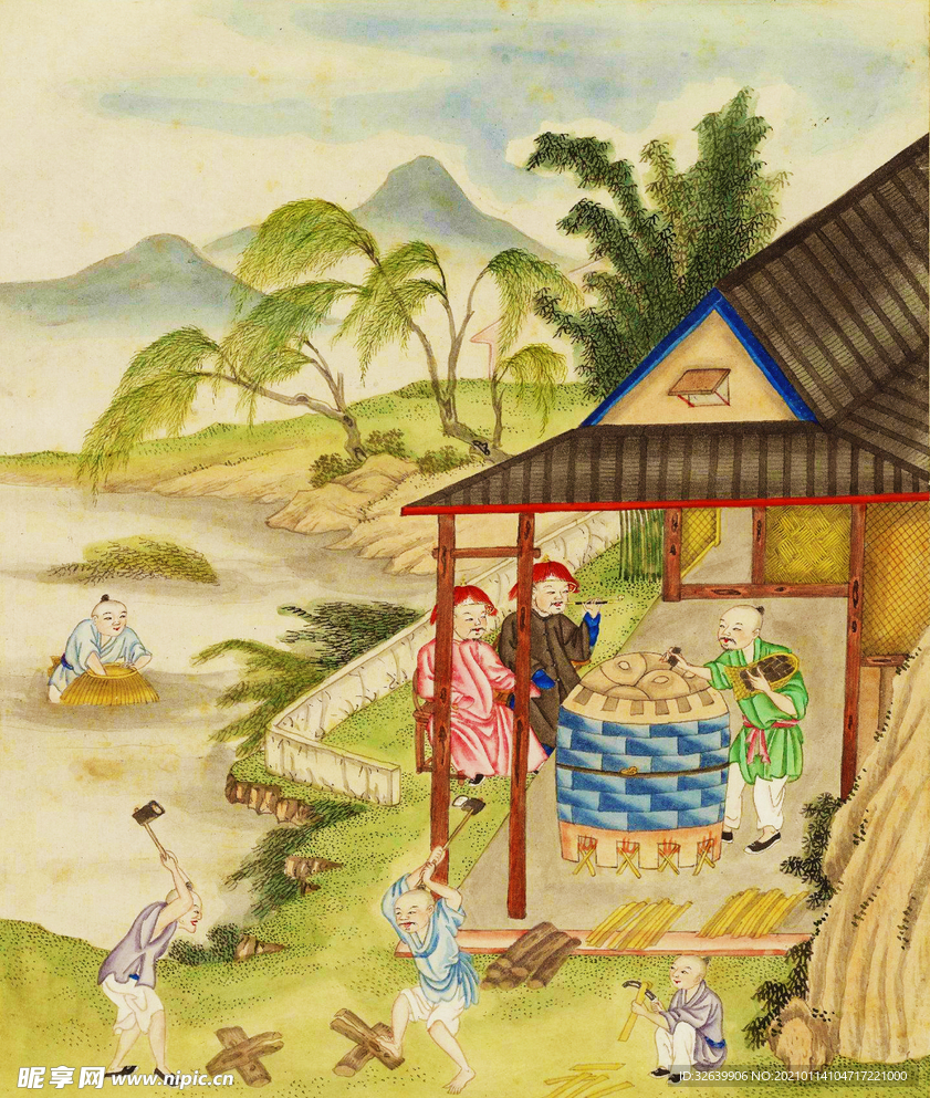 工笔山水人物