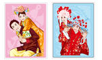 喜庆古典唯美趣味矢量情侣婚纱照