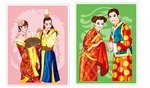 古典喜庆唯美矢量情侣婚纱照