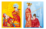 唯美矢量情侣古典装扮婚纱照