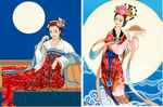 唯美古风飘带矢量女子