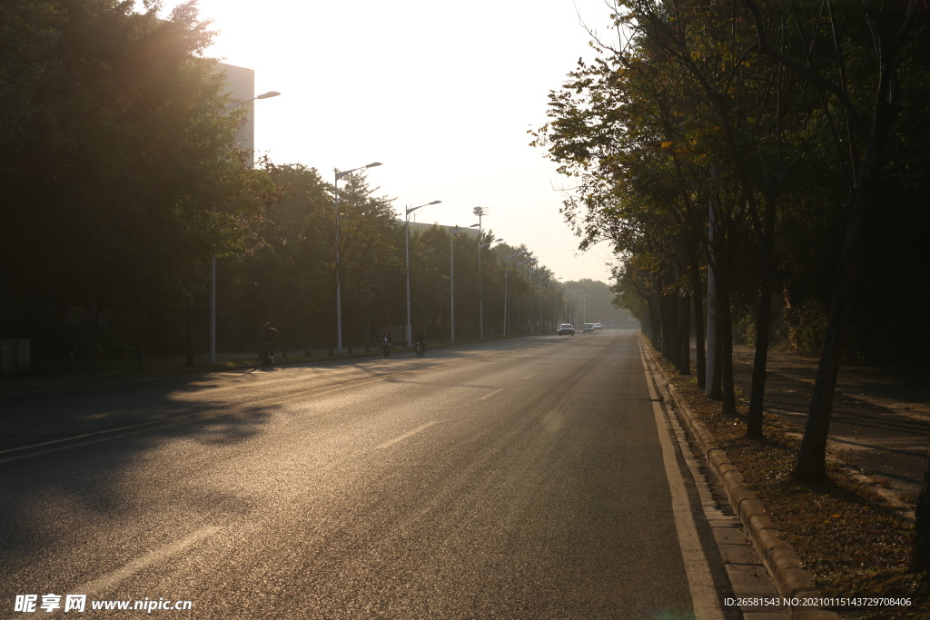 夕阳城市道路场景