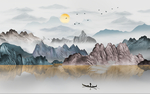 新中禅意山水背景