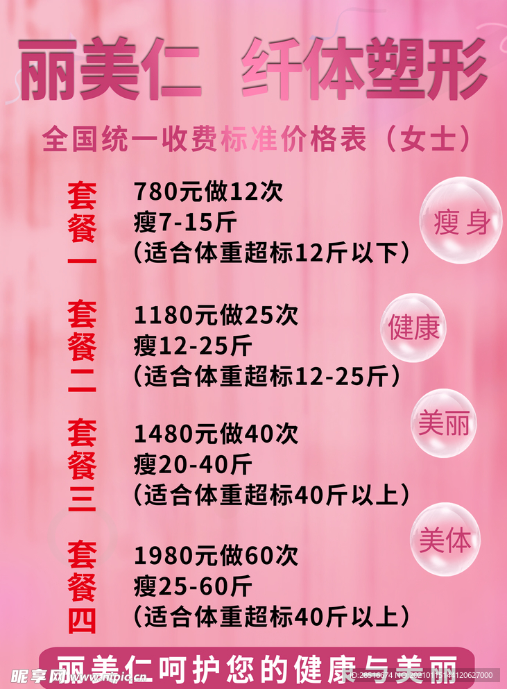 美容护肤纤体塑形减肥套餐