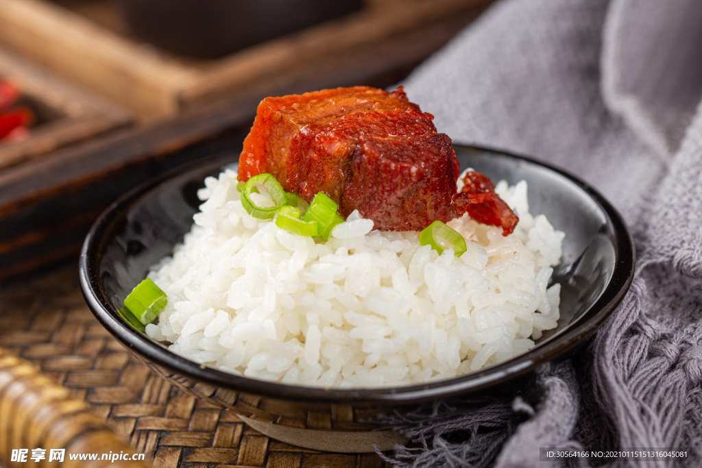 红烧肉米饭美食食材背景素材