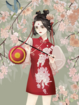 国潮风美女插画