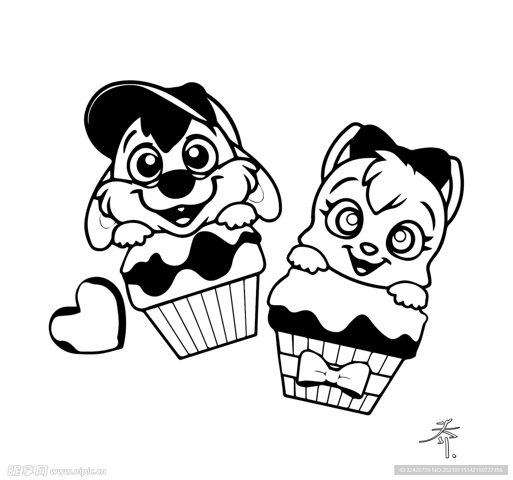 黑白小狗
