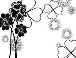 黑白线描 雕刻花卉 四叶草
