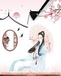 中国古典美女手绘壁画