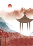 中国山水水墨壁画