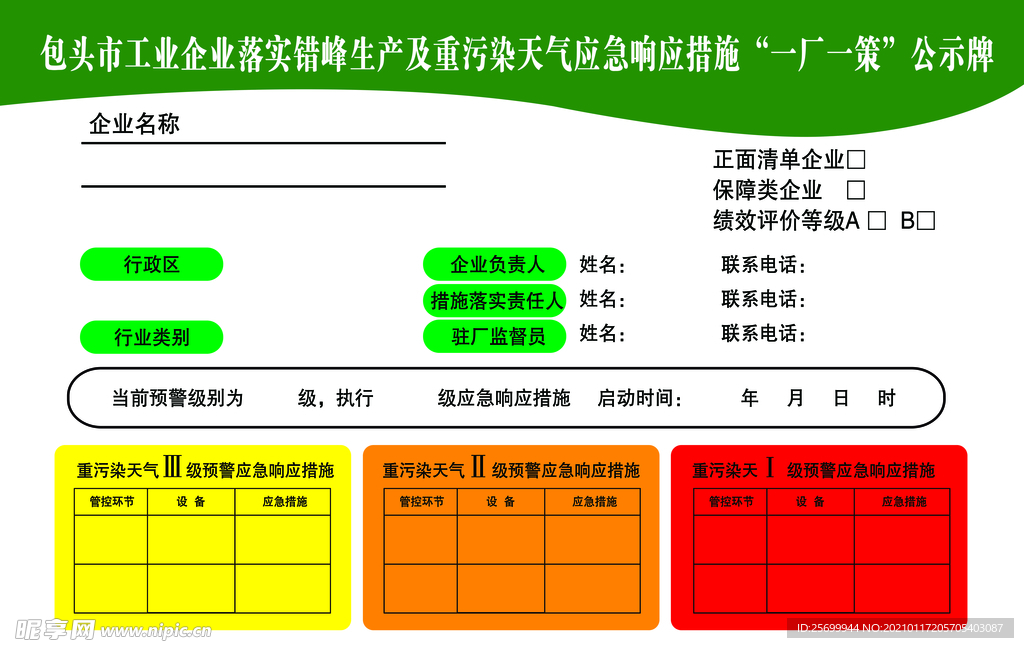 工业企业“一厂一策”公示牌