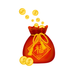 手绘卡通福袋钱币设计元素