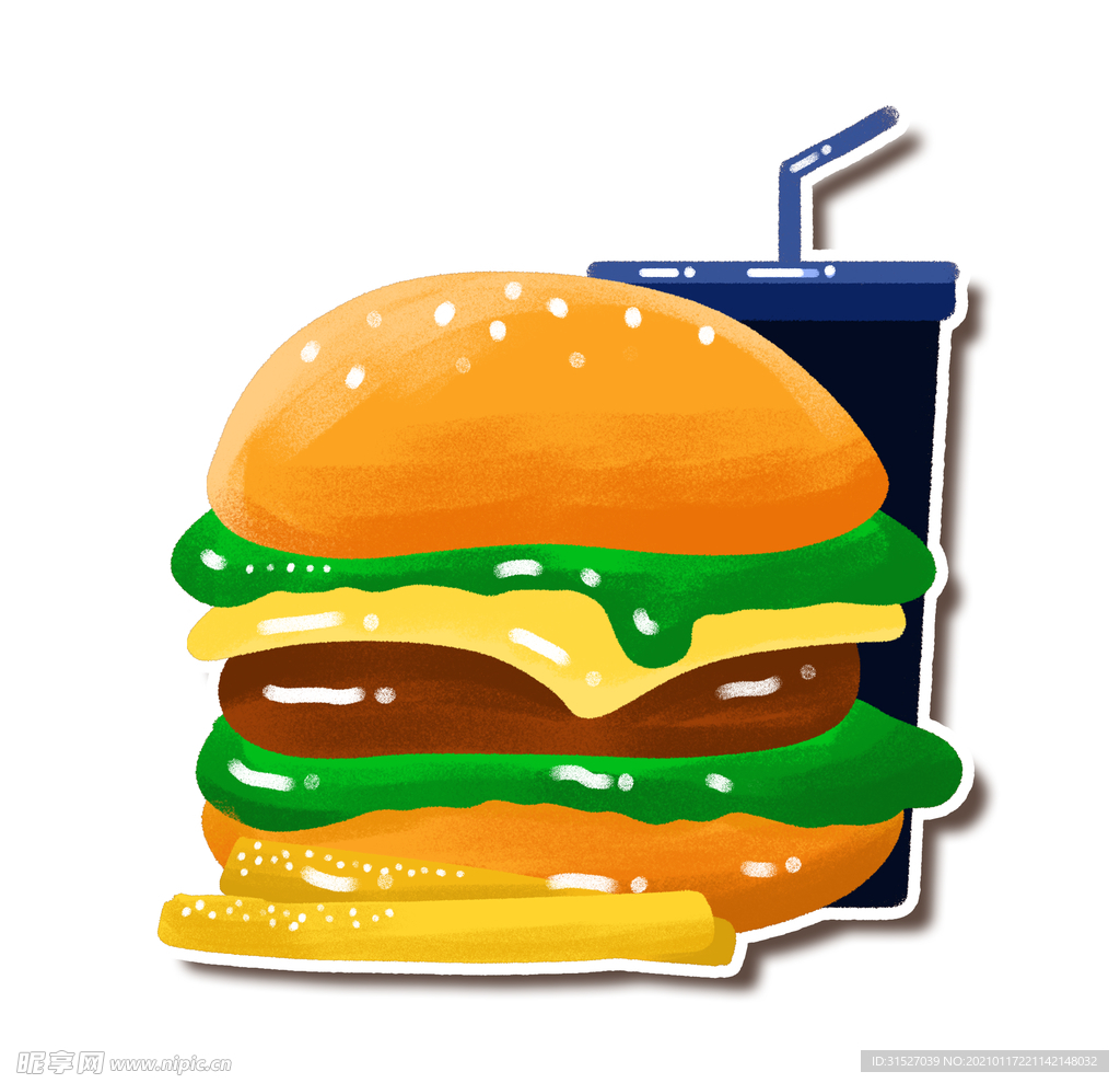 卡通手绘汉堡插画元素