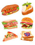 快餐汉堡三明治插画