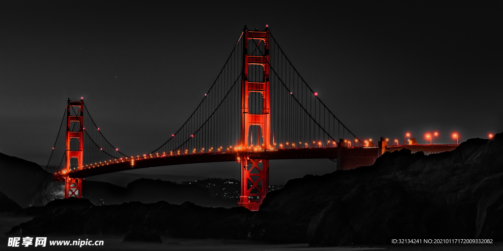 海上桥梁夜景