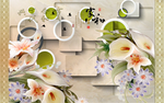 玉兰百合花朵背景墙