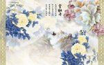 玉雕牡丹莲花背景墙