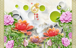 浮雕莲花背景墙