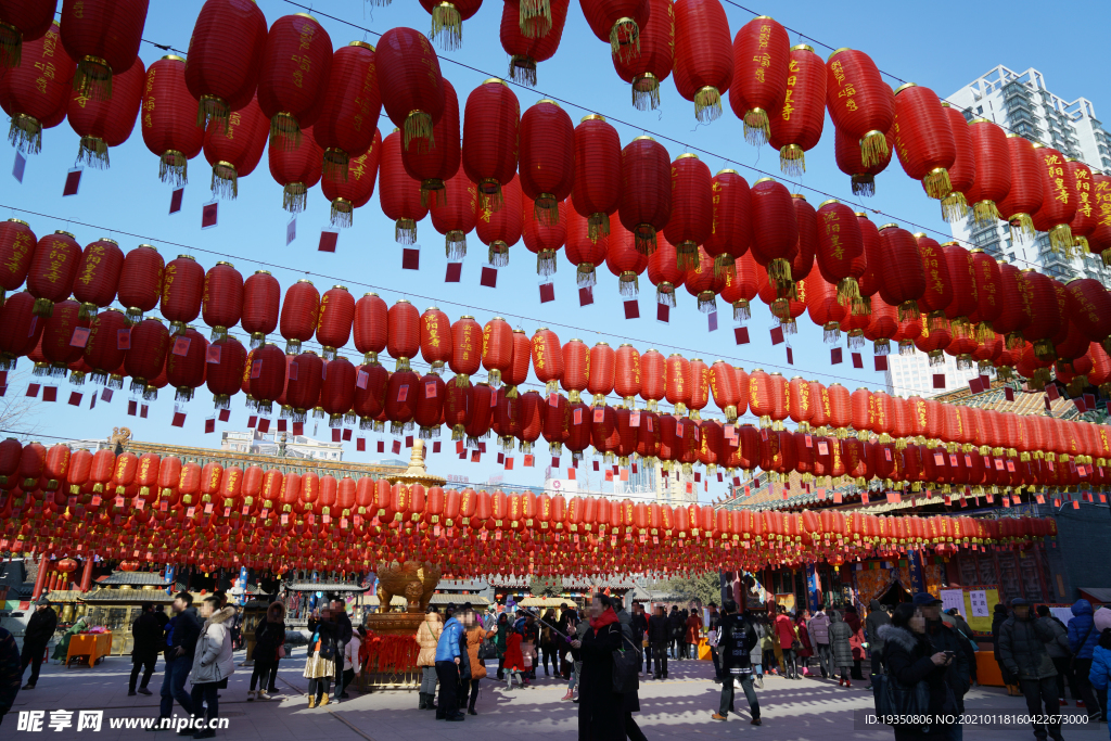 春节沈阳皇寺庙会的红灯笼