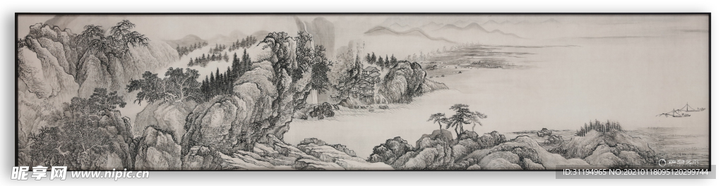 工笔画 山川河流