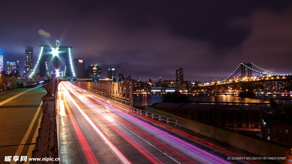 城市 桥 道路  夜景