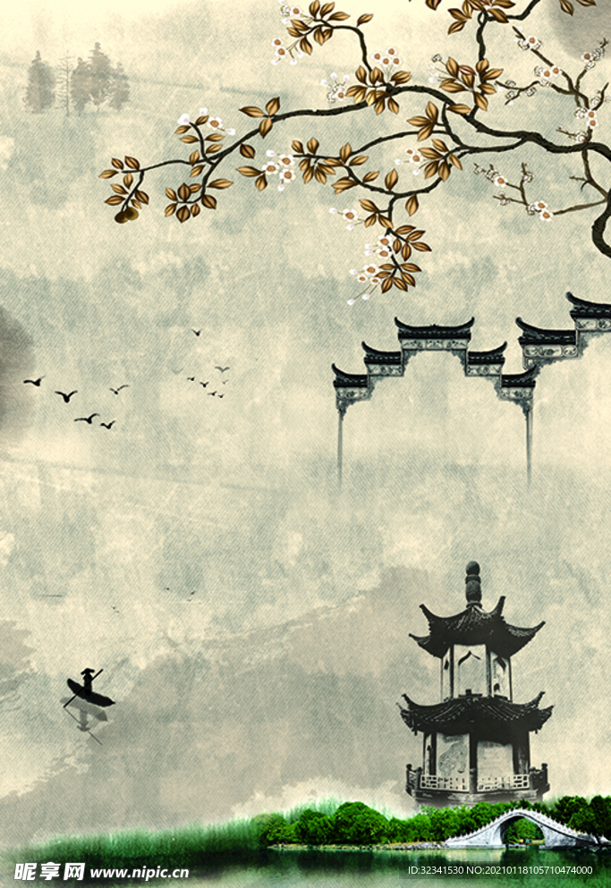 中国风古典水墨民俗古风装饰画