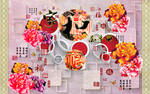 家和牡丹花朵背景墙