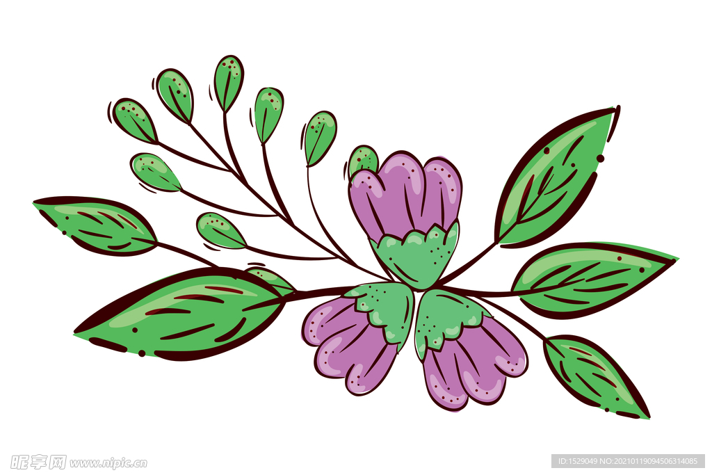 矢量手绘花朵