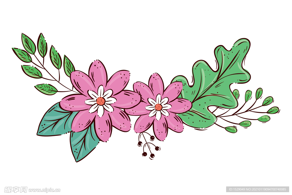 矢量手绘花朵