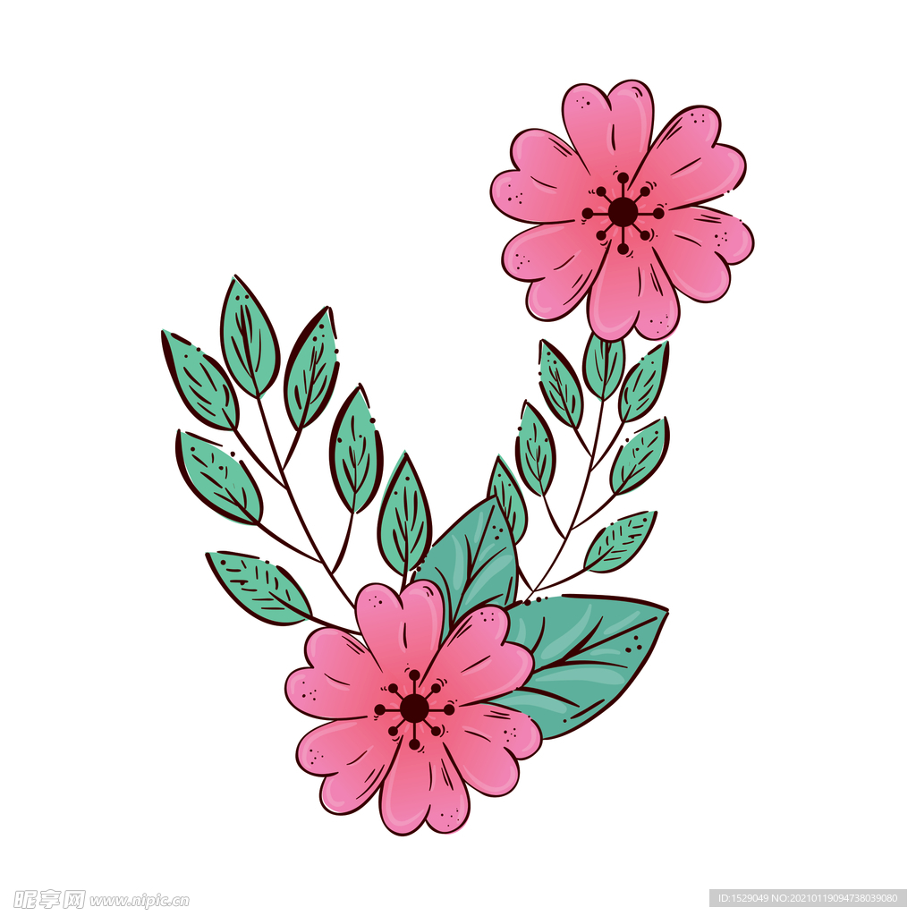 矢量手绘花朵