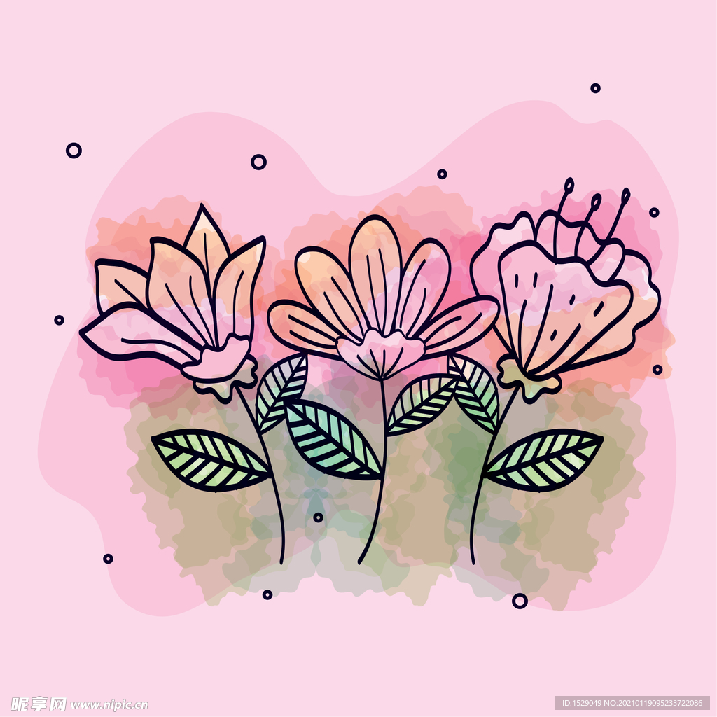 矢量手绘花朵