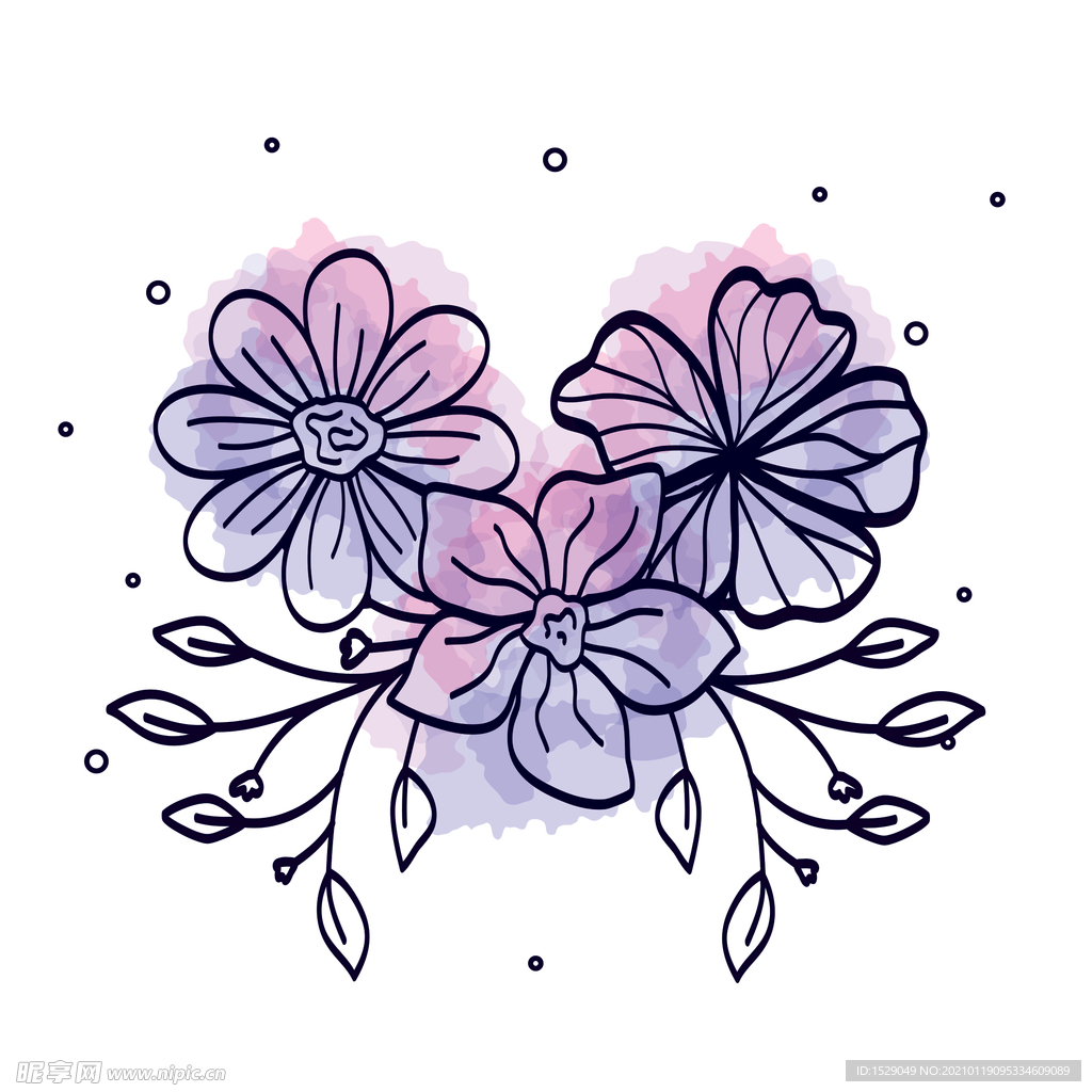 矢量手绘花朵