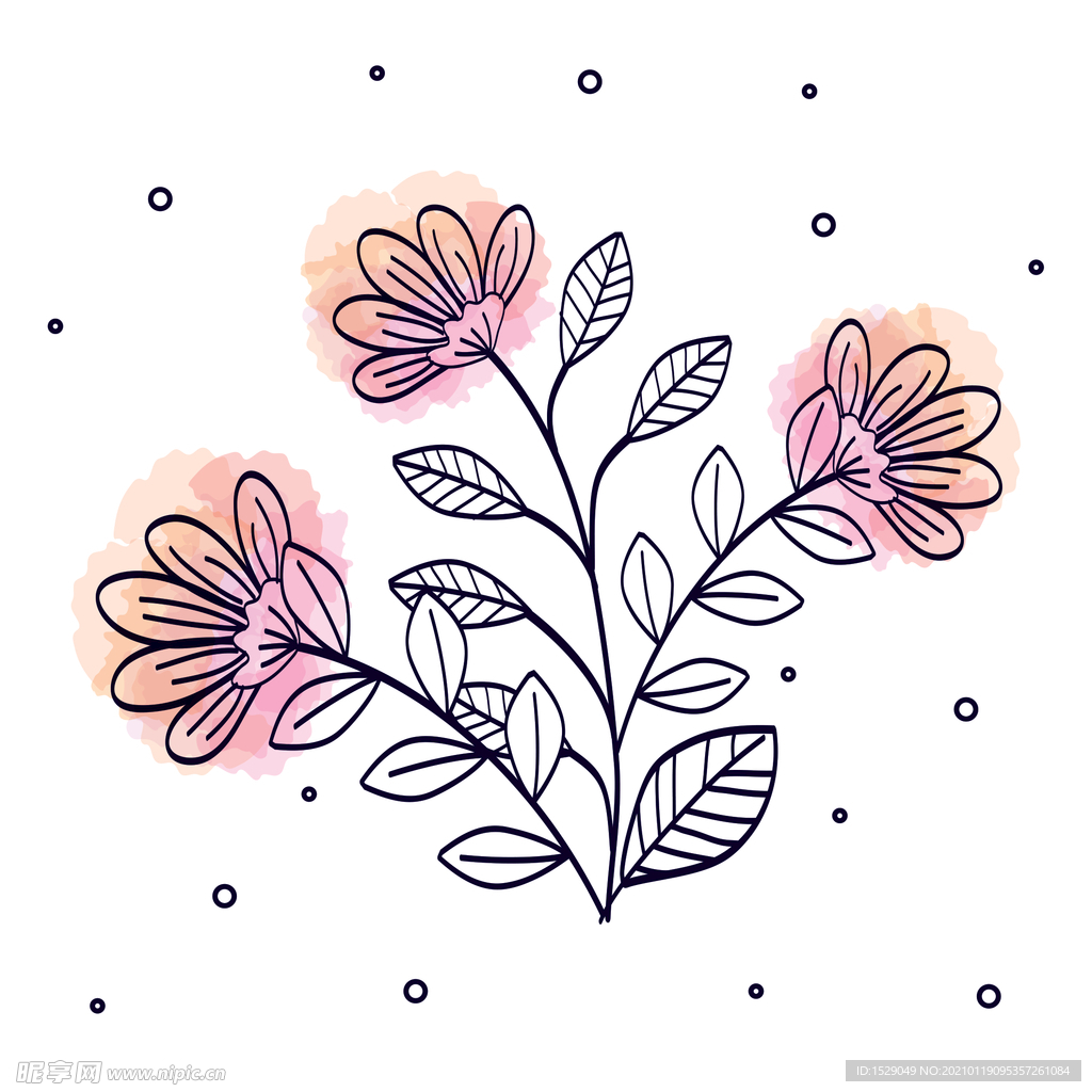 矢量手绘花朵