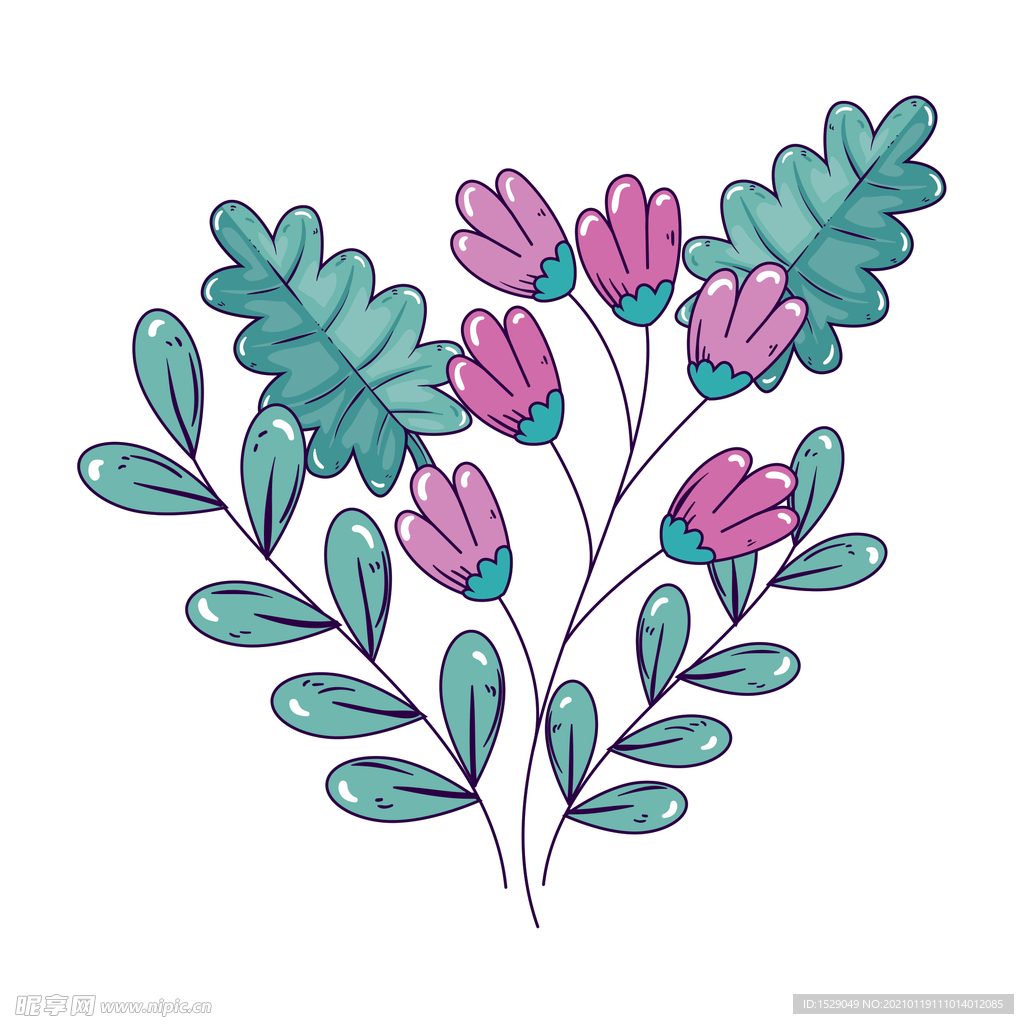 矢量手绘花朵